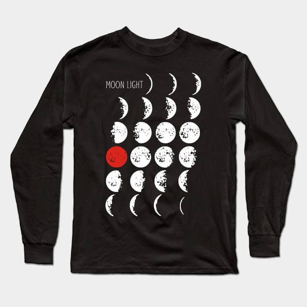 Moonlight - Moon Phases With Blood Full Moon Long Sleeve T-Shirt by EDDArt